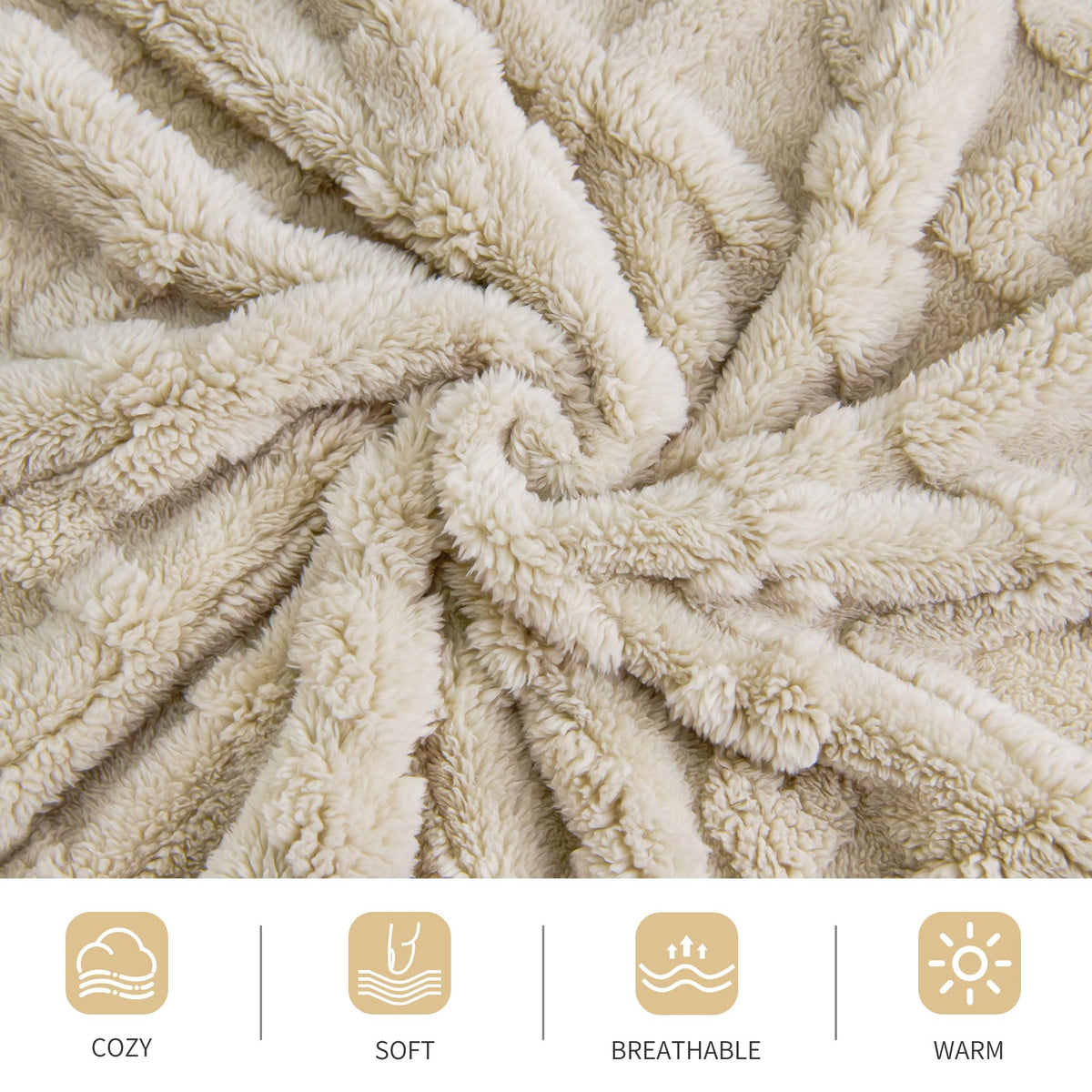 Fleece Throw Blanket for Couch, Fall Boho Blankets,50"x60" Khaki Lightweight Fuzzy Throw,Warm Gift for Women,Christmas,Housewarming,Soft Aesthetic Home Decor for Bedroom Sofa,All-Season Use